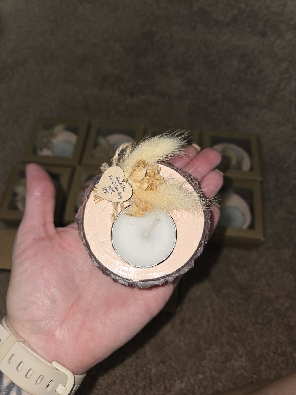 Tea Light CANDLE FLORAL PAMPAS PARTY FAVORS QTY 10